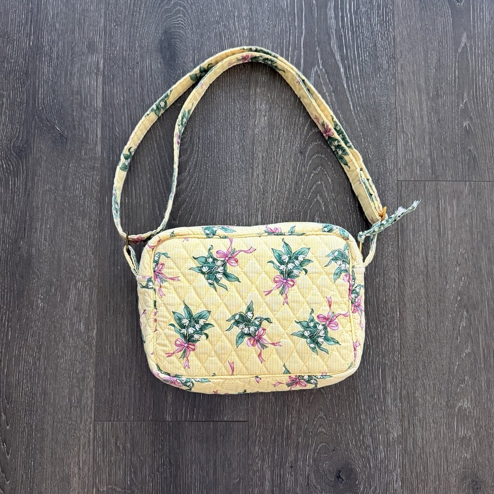 VERA BRADLEY Butter Yellow Hope Floral Lily Shoulder Crossbody Bag Retired Y2K - Picture 4 of 11